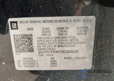 2018 Chevrolet Silverado 1500 Custom from USA, damaged, VIN 3GCPCPEH7JG369626